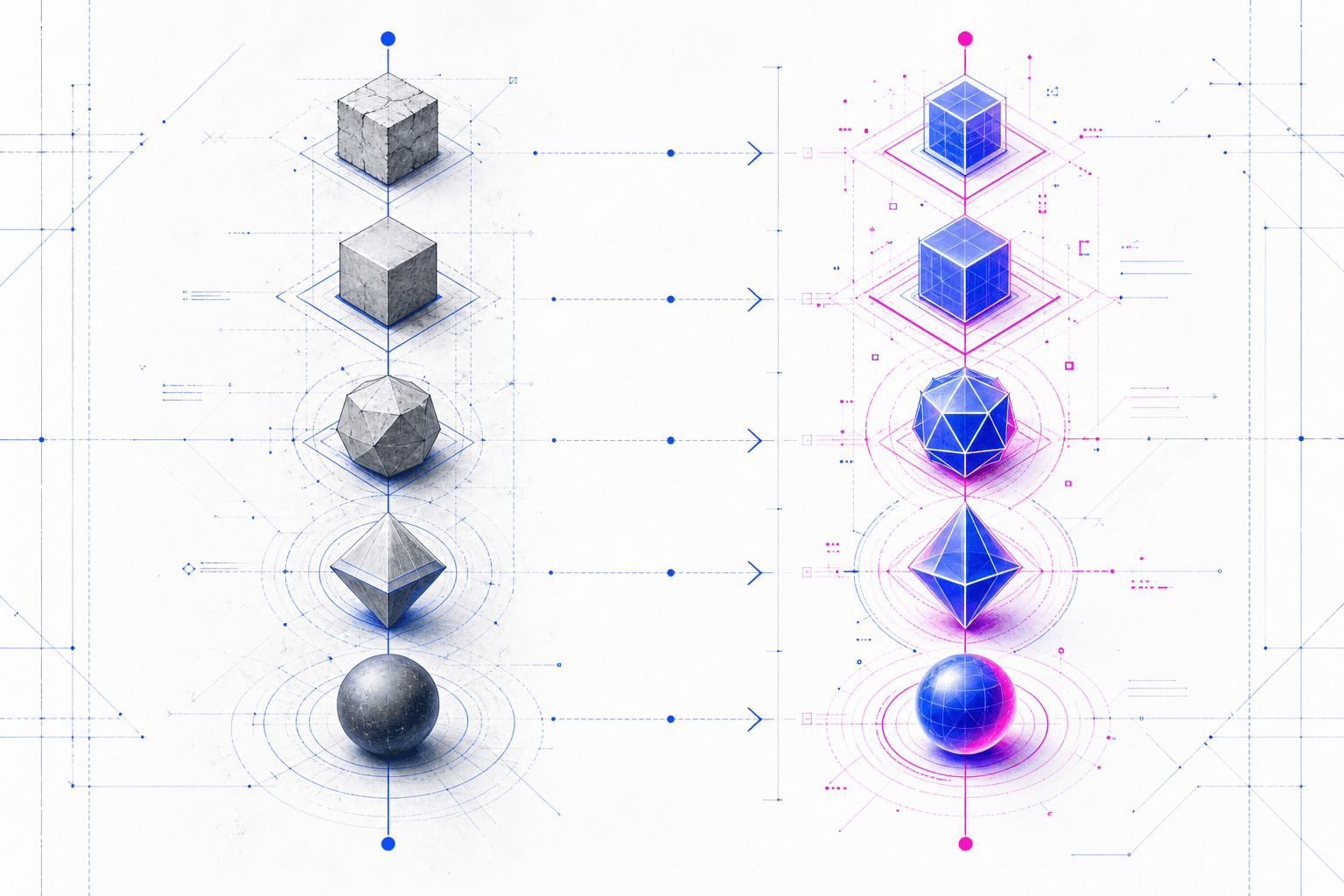 Abstract timeline comparison illustration